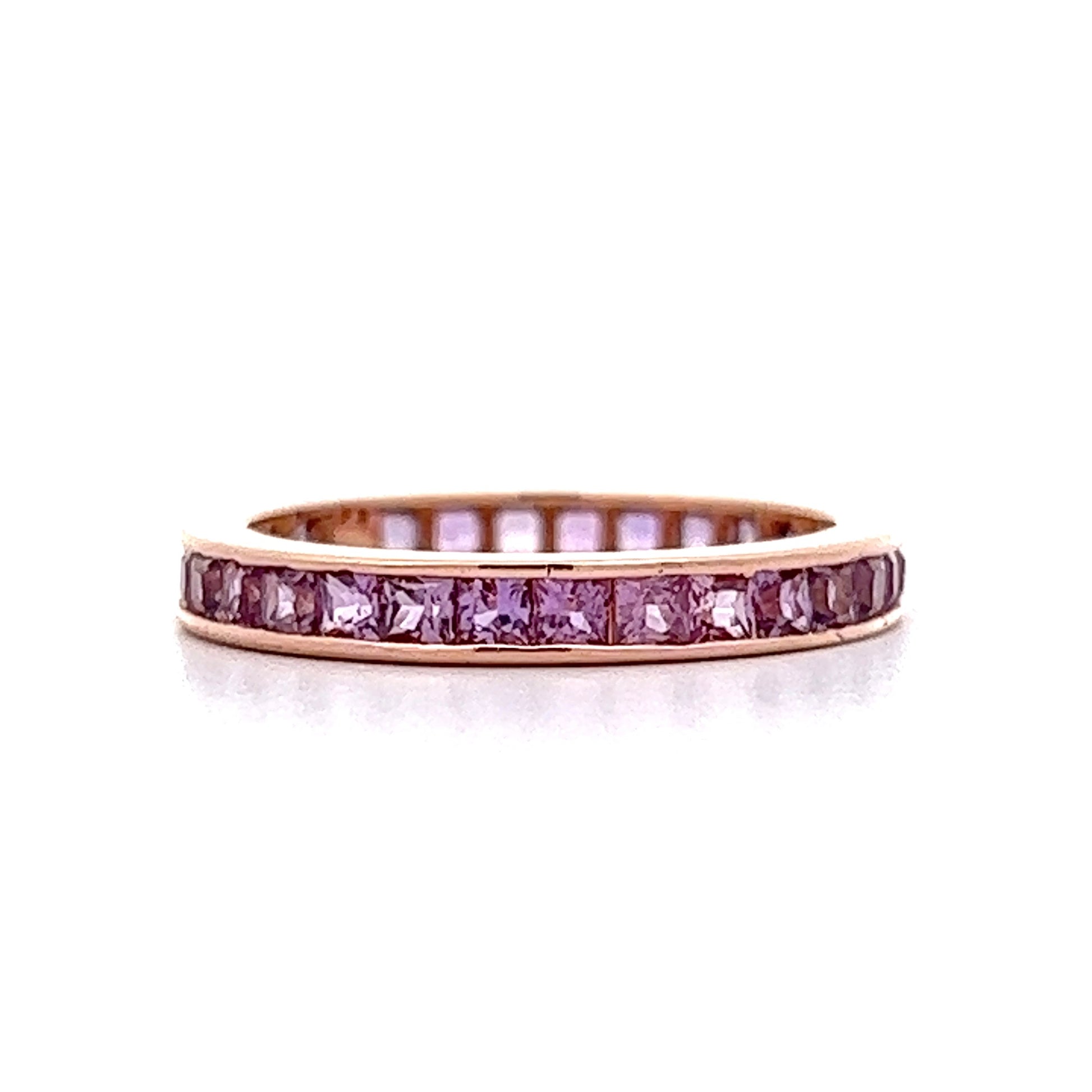 Channel Set Purple Sapphire Eternity Wedding Band in 14K Rose Gold