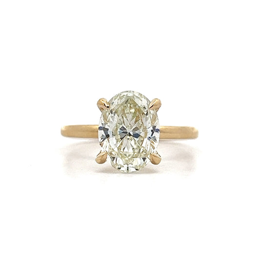 3.01 Oval Diamond Solitaire Engagement Ring in Yellow Gold