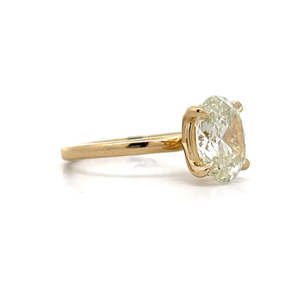 3.01 Oval Diamond Solitaire Engagement Ring in Yellow Gold