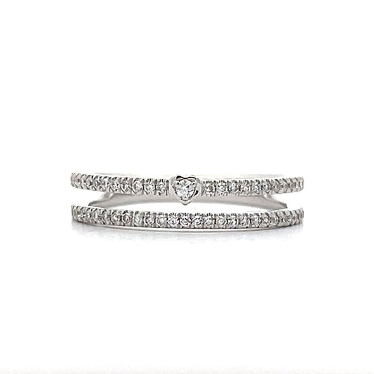 .25 Pave Diamond Open Stacking Ring in White Gold