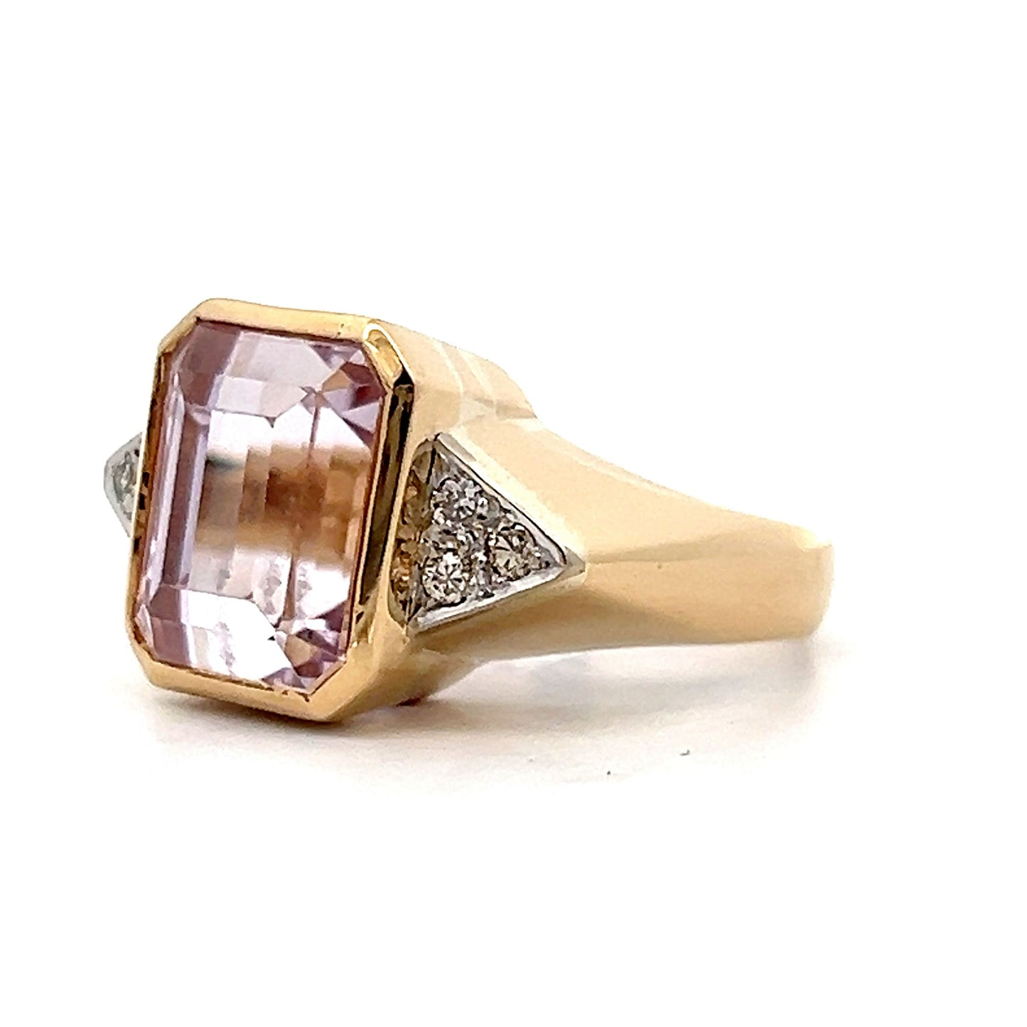 Vintage 1950's Kunzite Cocktail Ring in 18k Yellow Gold