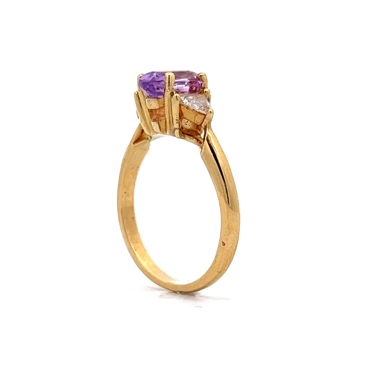 1.76 Oval Purple Sapphire Engagement Ring in 18k Yellow Gold
