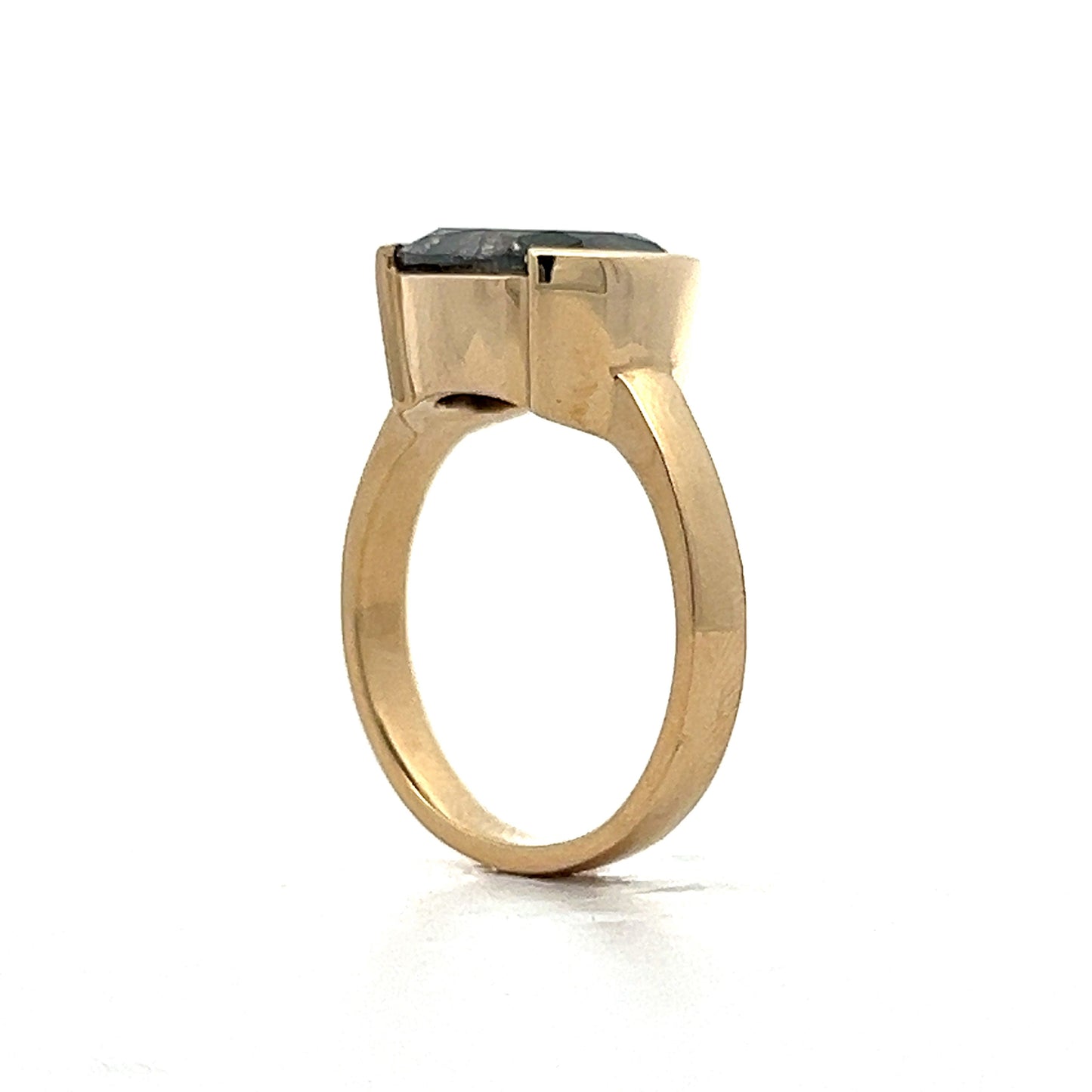 3.53 Bezel Salt & Pepper Diamond Engagement Ring in Yellow Gold