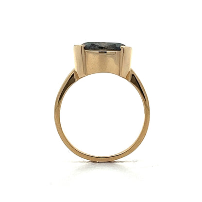 3.53 Bezel Salt & Pepper Diamond Engagement Ring in Yellow Gold