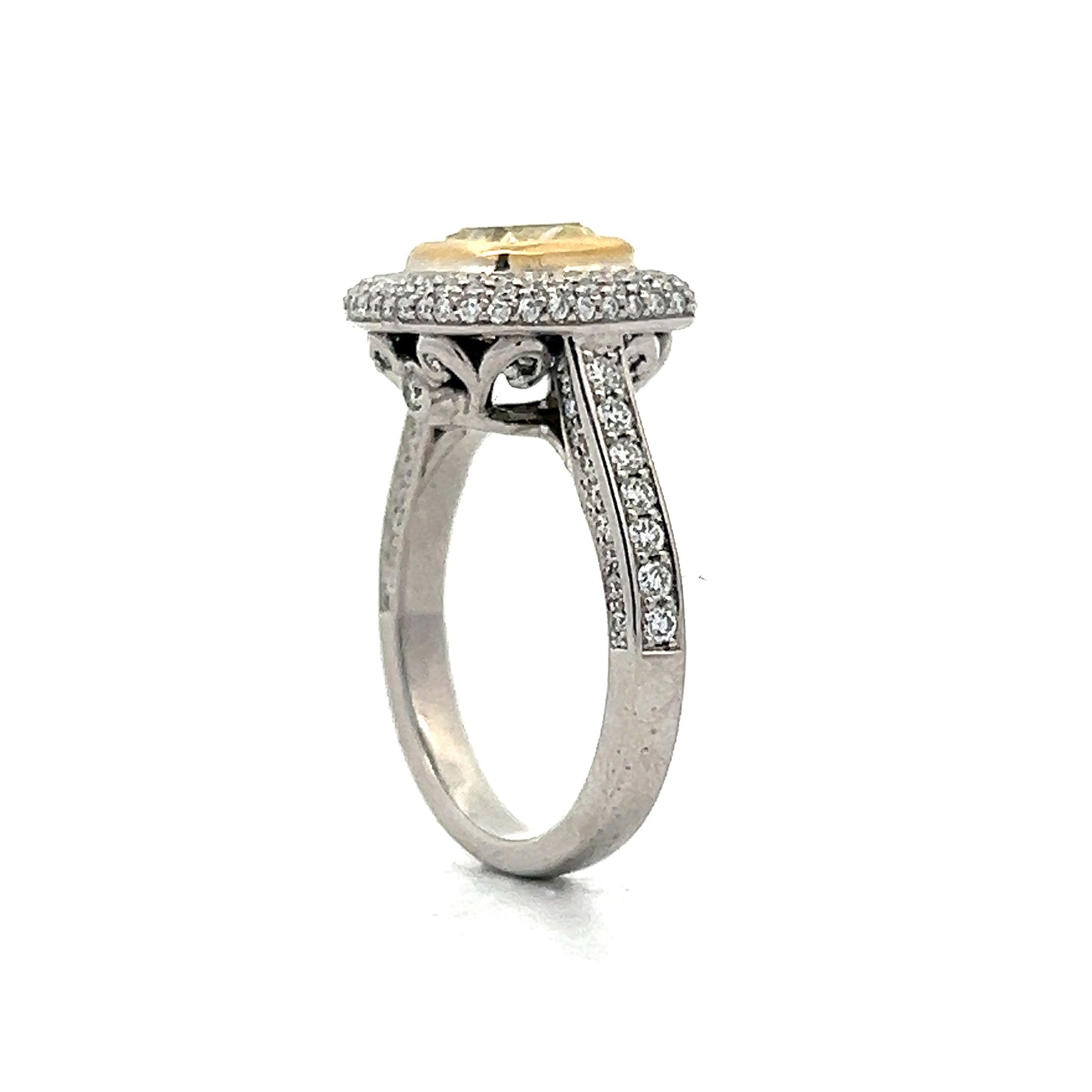 2.00 Cushion Cut Diamond Halo Engagement Ring in 18k