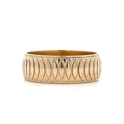 Vintage Circular Engraved Wedding Band in 14k Yellow Gold