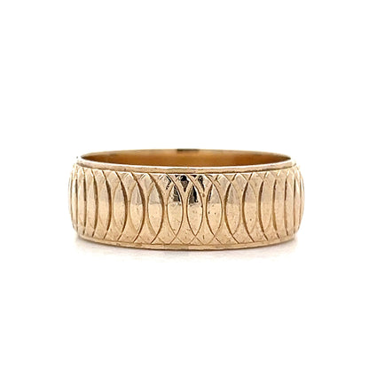 Vintage Circular Engraved Wedding Band in 14k Yellow Gold