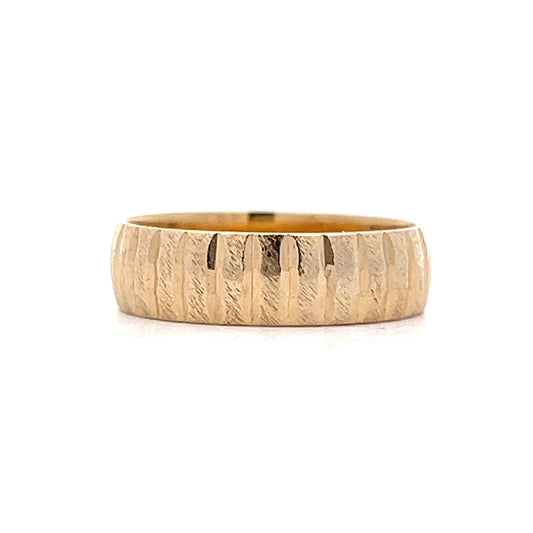Vintage Mid-Century Carved Wedding Band in Yellow Gold