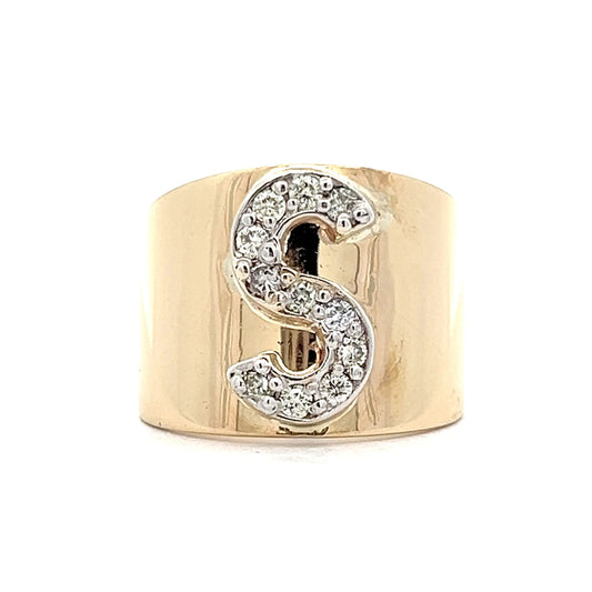 S Shaped Diamond Cocktail Ring in 14k Yellow Gold