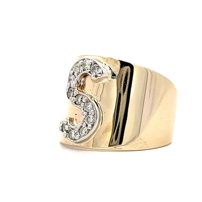 S Shaped Diamond Cocktail Ring in 14k Yellow Gold