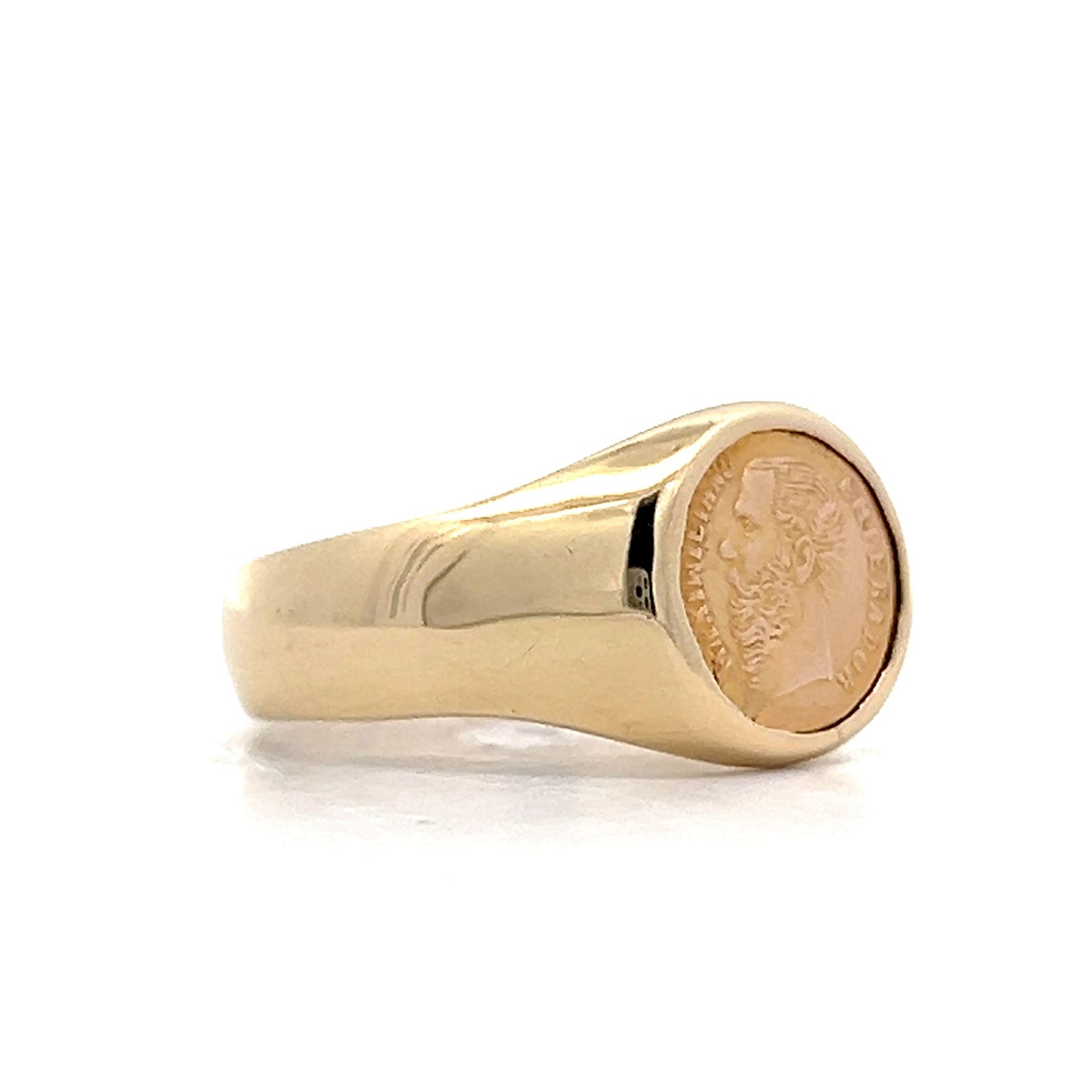 Vintage Mexican Peso Signet Ring in 14k Yellow Gold