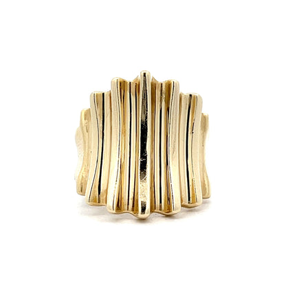 Tapered Ridged Cocktail Ring in 14k Yellow Gold