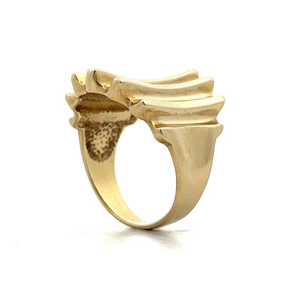 Tapered Ridged Cocktail Ring in 14k Yellow Gold