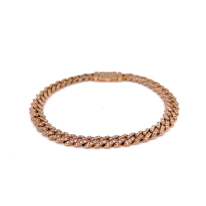 2.19 Pave Round Brilliant Diamond Bracelet in 14k Yellow Gold