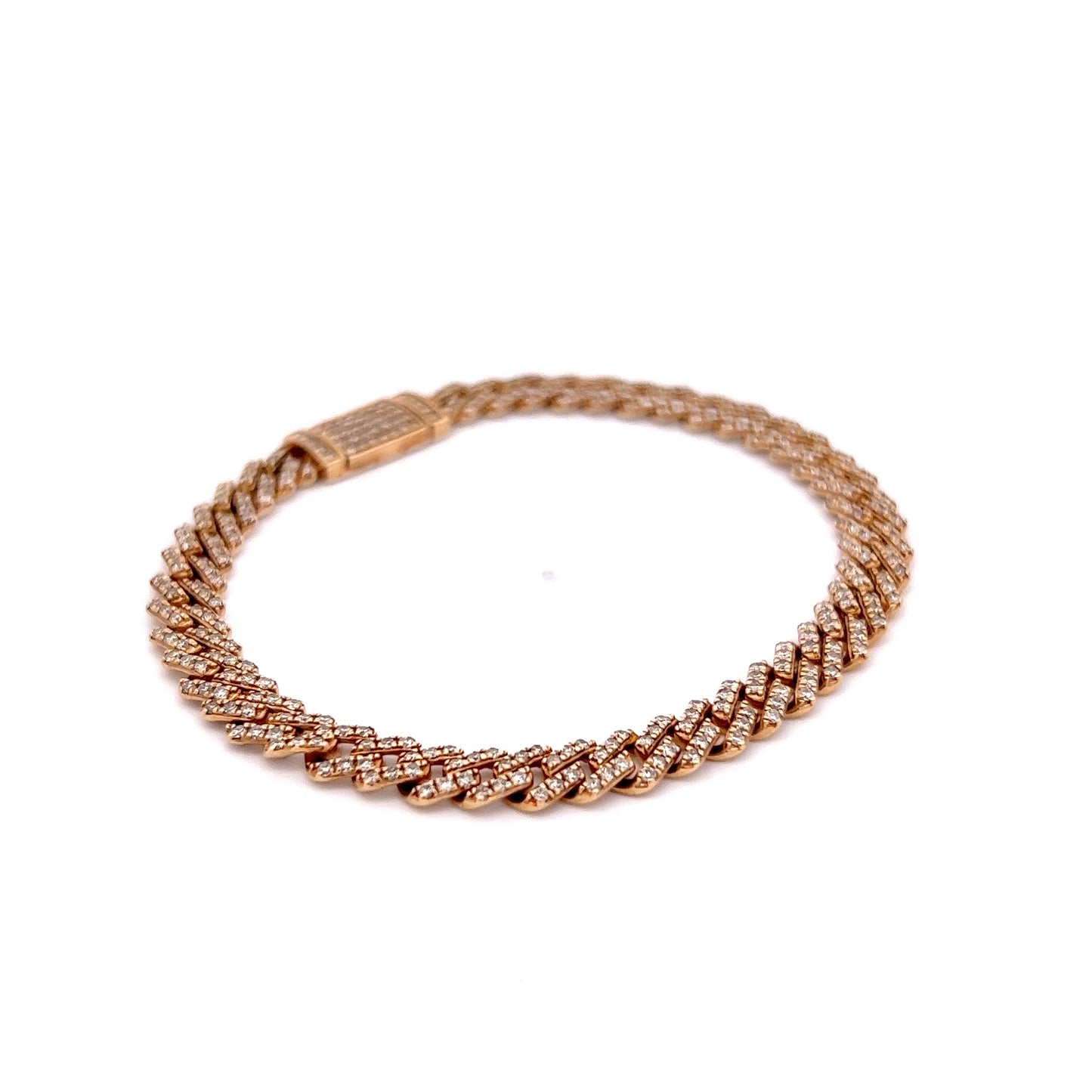 2.19 Pave Round Brilliant Diamond Bracelet in 14k Yellow Gold