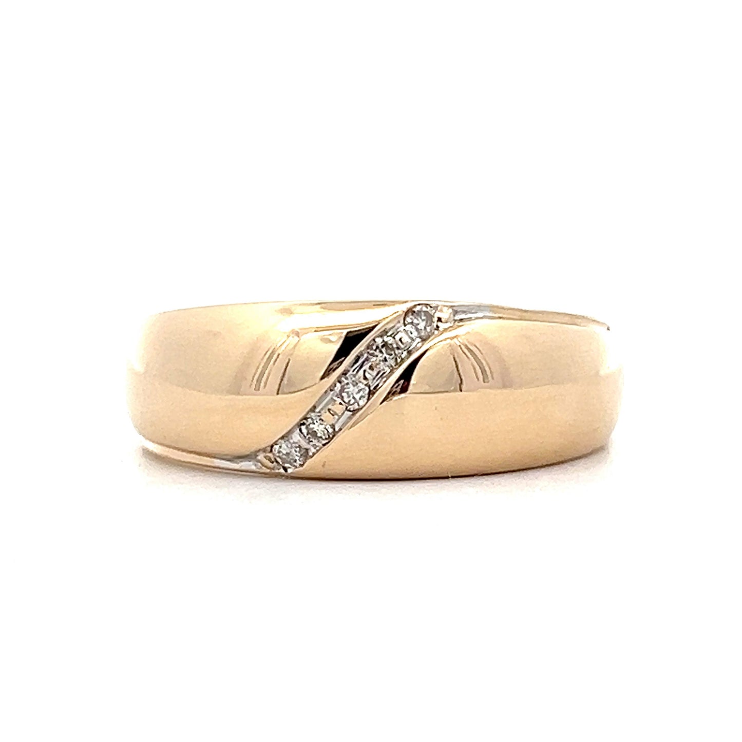 Men's Channel Set Diamond Wedding Band in Yellow Gold