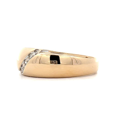 Men's Channel Set Diamond Wedding Band in Yellow Gold