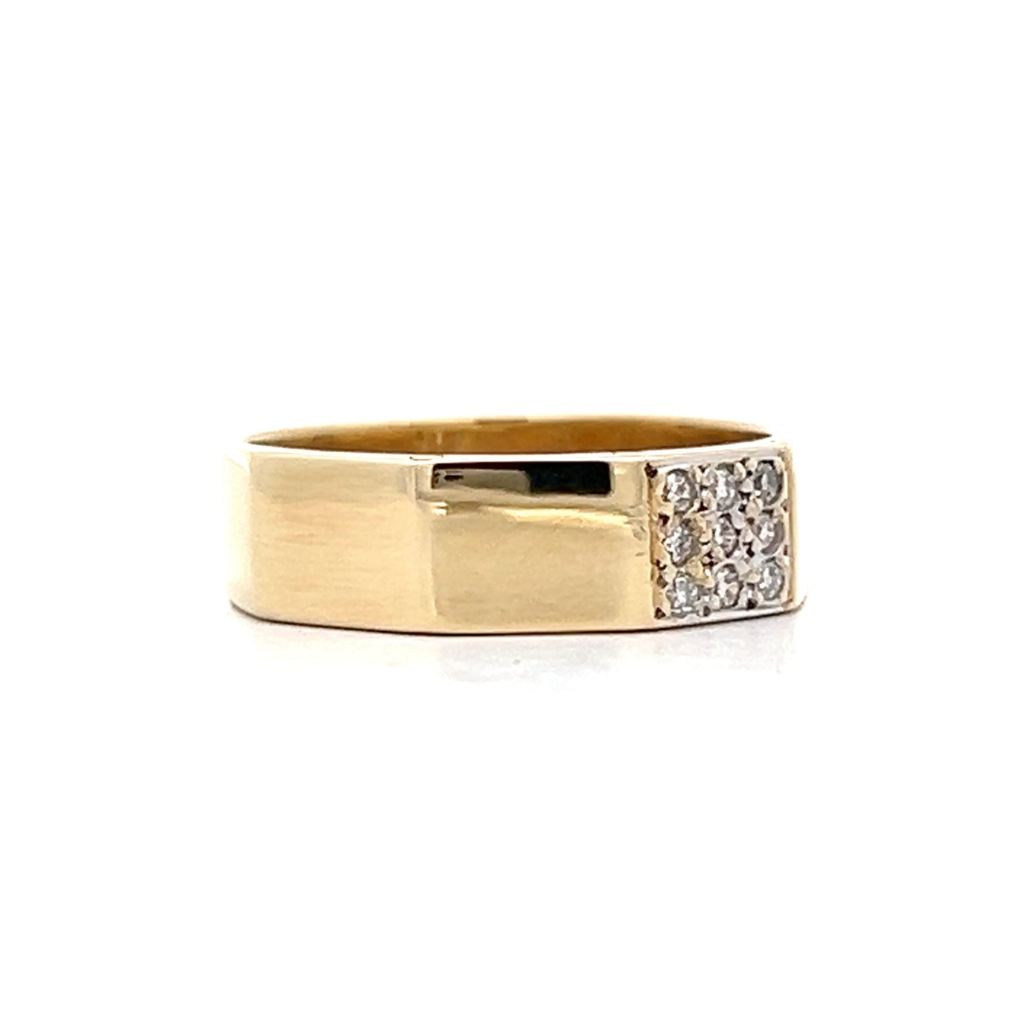Octagonal Pave Diamond Stackable Ring in 14k Yellow Gold
