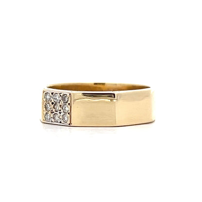 Octagonal Pave Diamond Stackable Ring in 14k Yellow Gold