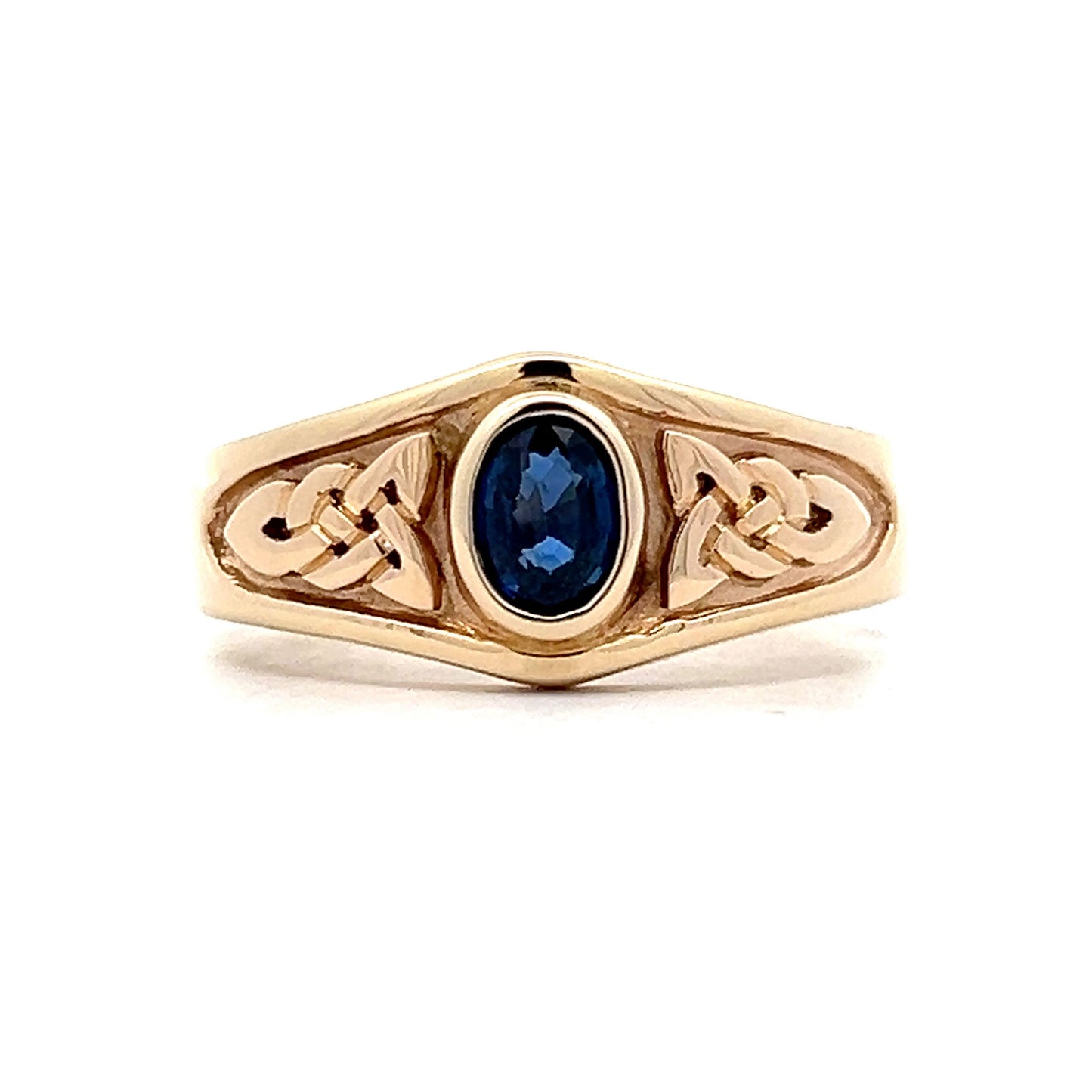 .64 Men's Bezel Sapphire Ring in 14k Yellow Gold