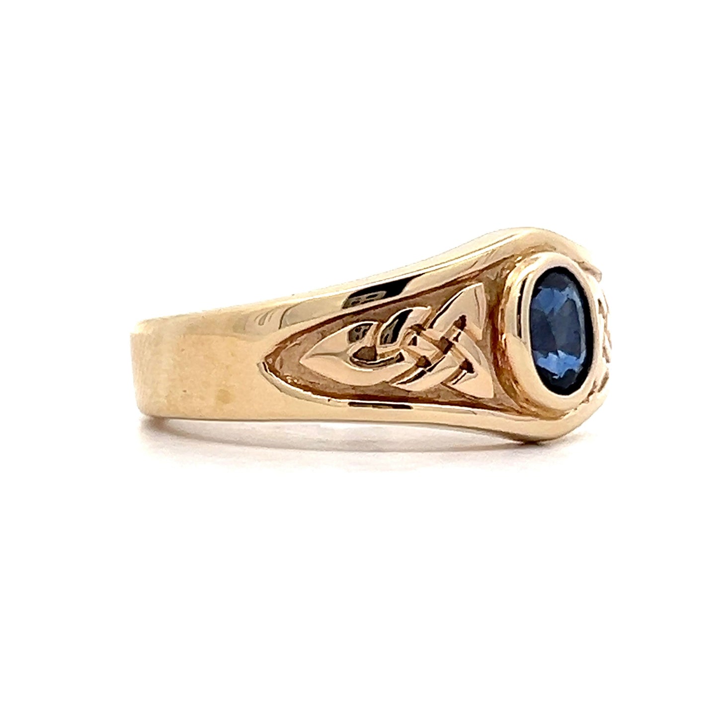 .64 Men's Bezel Sapphire Ring in 14k Yellow Gold