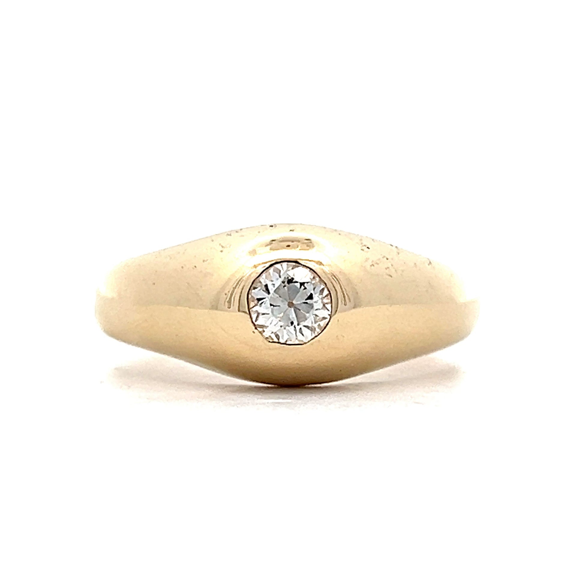 Men's Vintage Old European Diamond Ring in 14k Yellow Gold