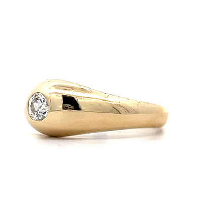 Men's Vintage Old European Diamond Ring in 14k Yellow Gold