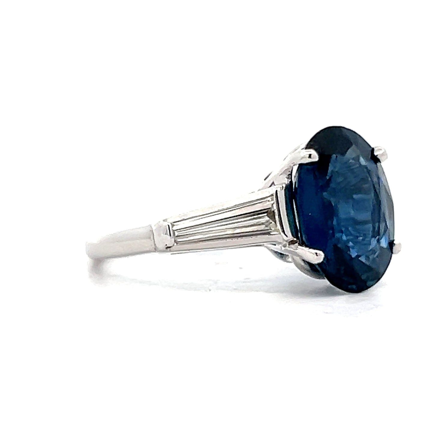 Oval Cut Blue Sapphire & Diamond Cocktail Ring in Platinum