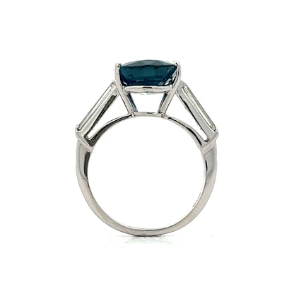 Oval Cut Blue Sapphire & Diamond Cocktail Ring in Platinum