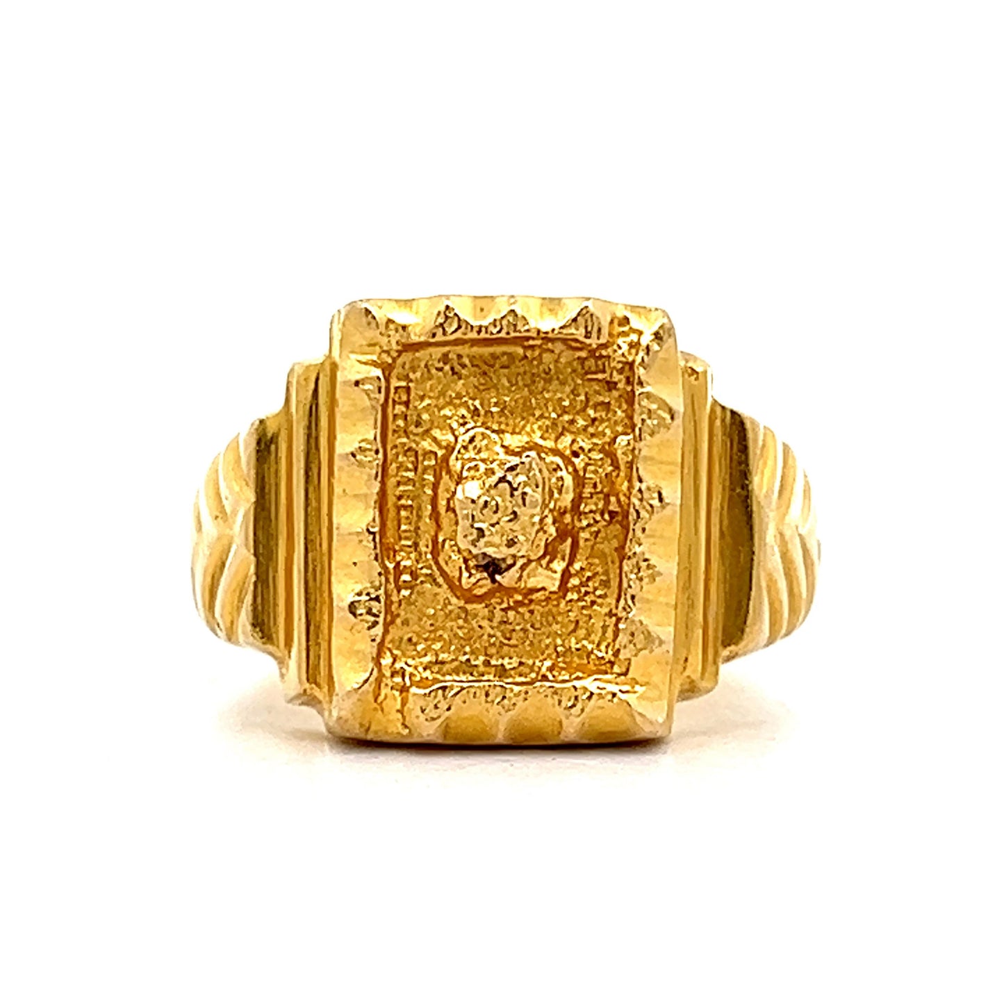 Postage Stamp Statement Ring in 14k Yellow Gold