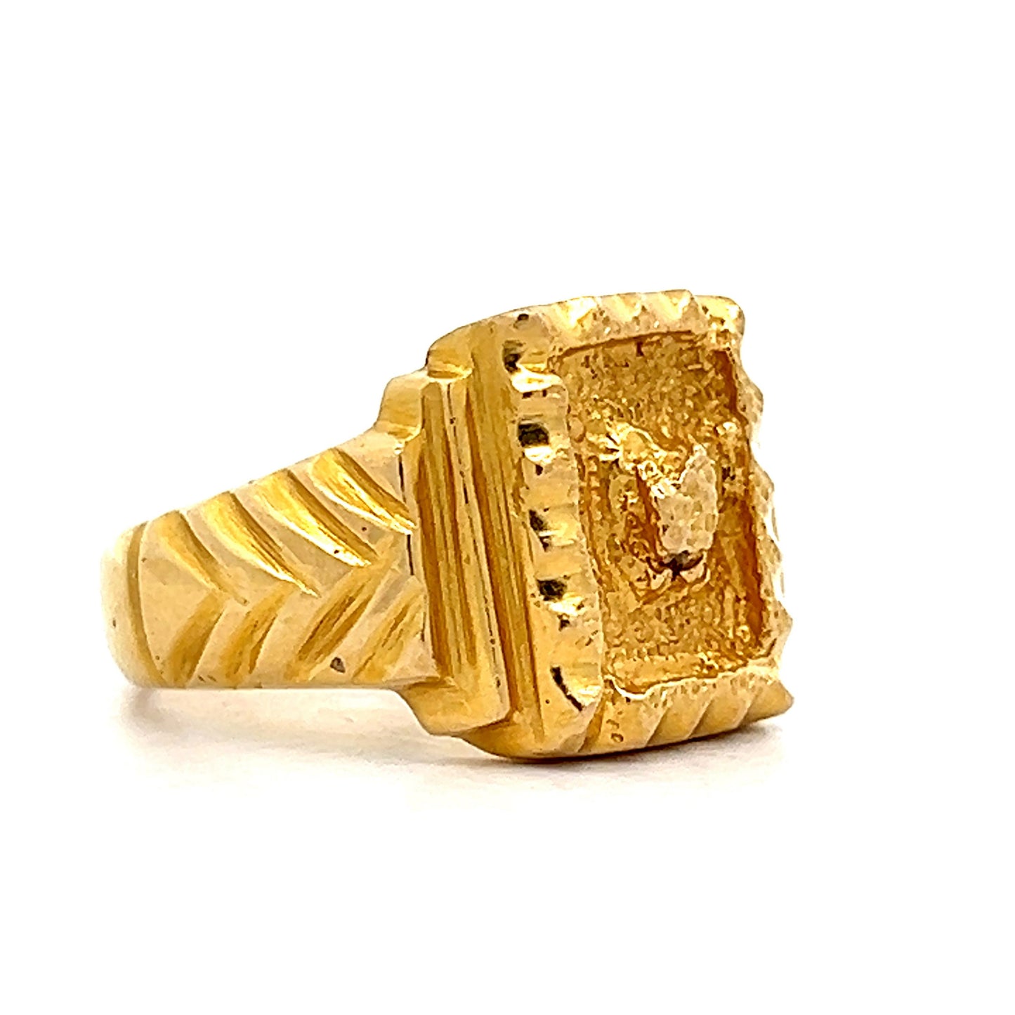 Postage Stamp Statement Ring in 14k Yellow Gold