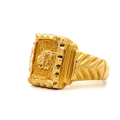 Postage Stamp Statement Ring in 14k Yellow Gold