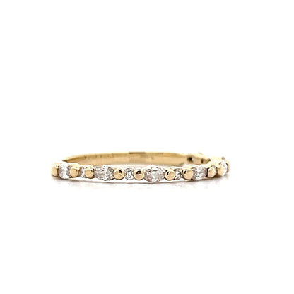 .17 Marquise & Round Brilliant Cut Diamond Wedding Band in Yellow Gold