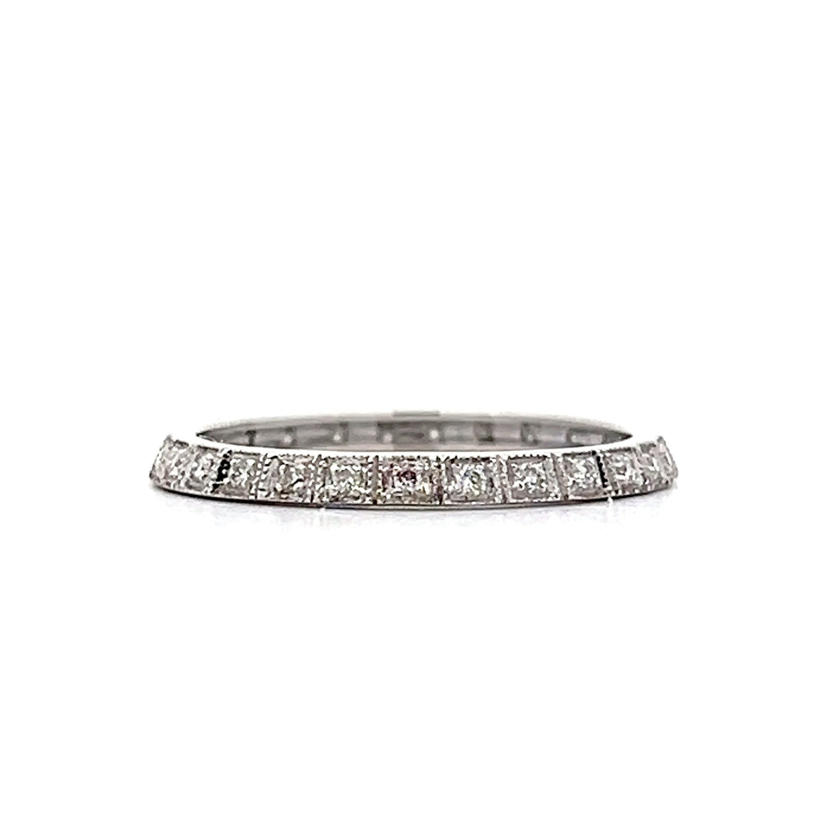 Vintage Diamond Wedding Band Ring Guard in 18K White Gold - Filigree ...
