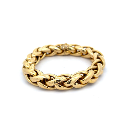 Woven Wheat Chain Bracelet in 18k Yellow Gold