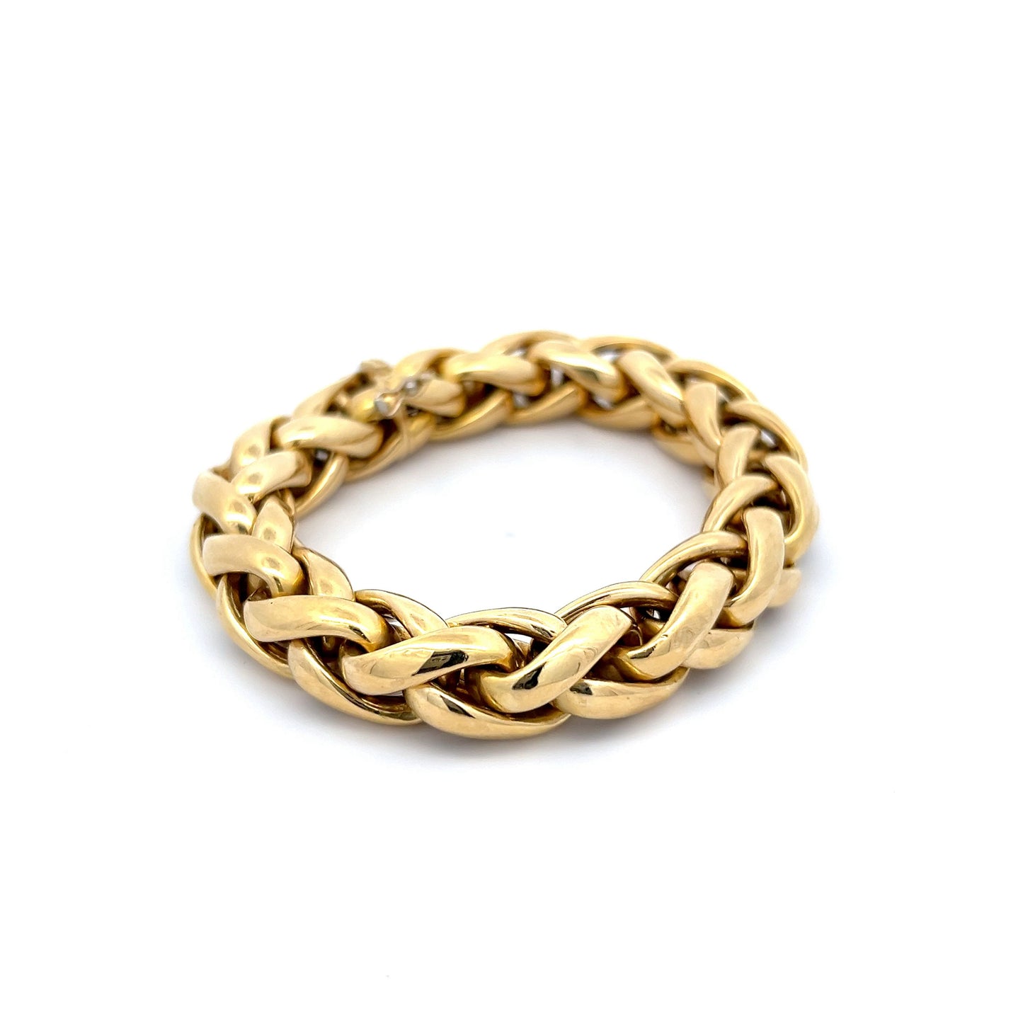 Woven Wheat Chain Bracelet in 18k Yellow Gold