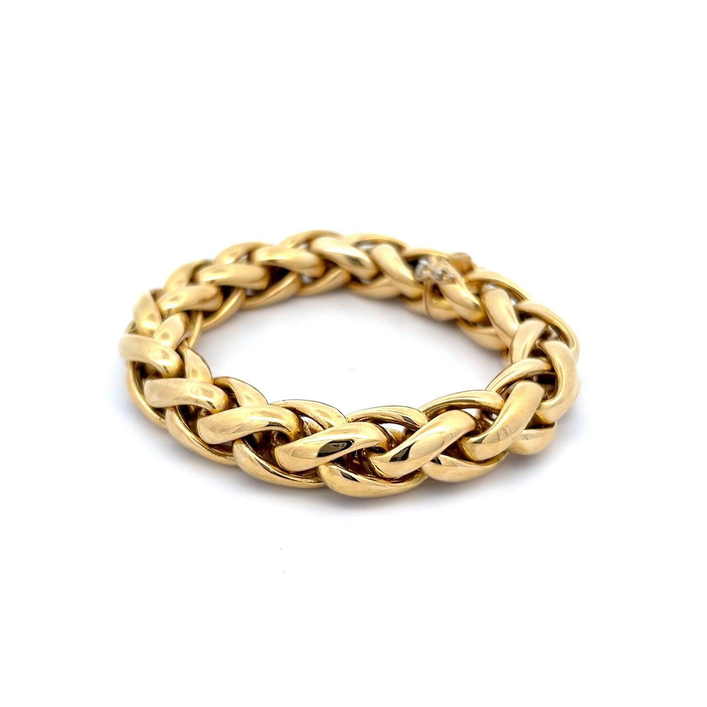 Woven Wheat Chain Bracelet in 18k Yellow Gold