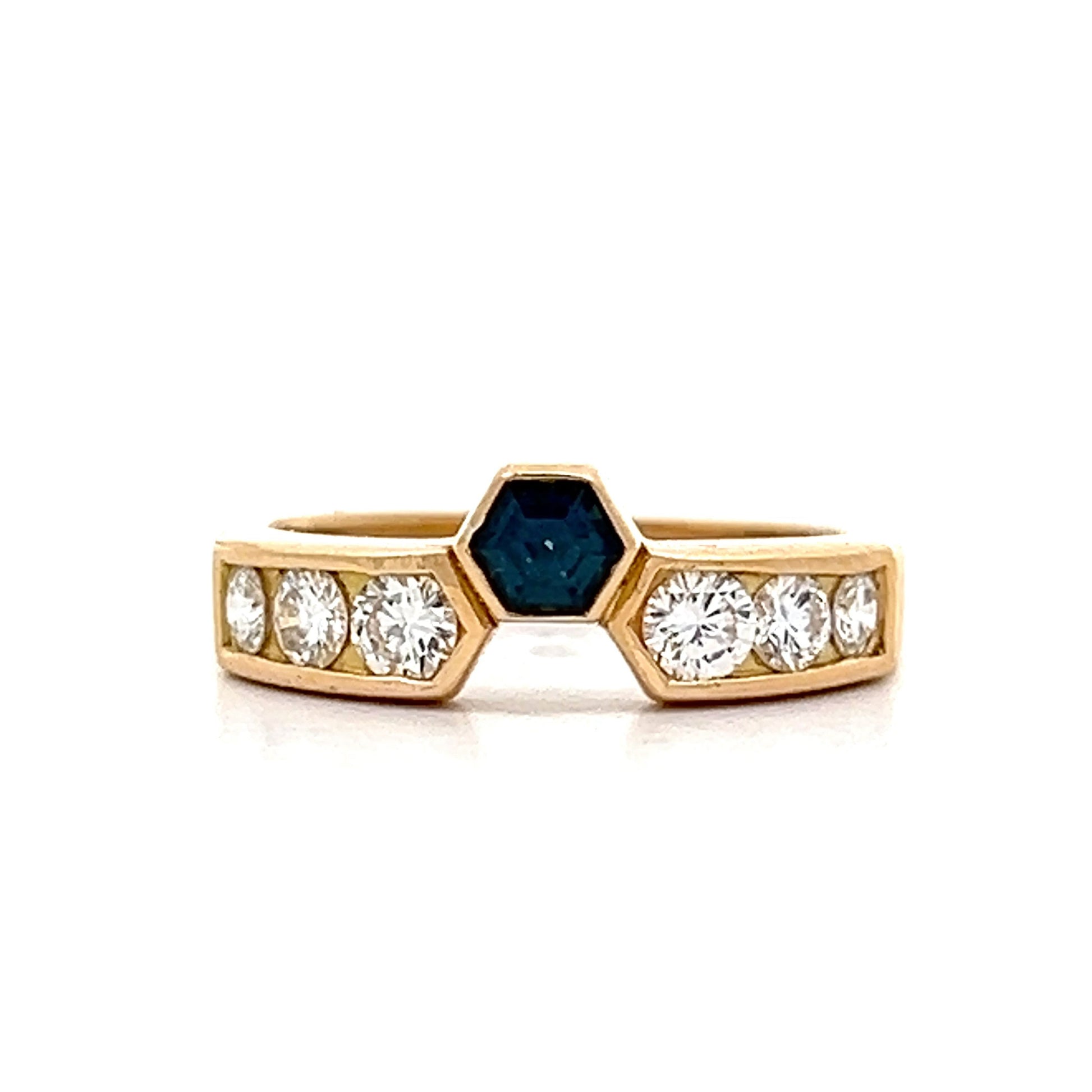 Sapphire & Diamond Stacking Ring in 18k Yellow Gold