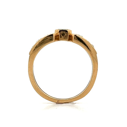 Emerald & Diamond Stacking Ring in 18k Yellow Gold