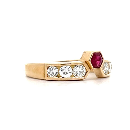 Ruby & Diamond Stacking Ring in 18k Yellow Gold