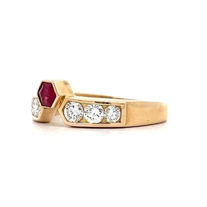 Ruby & Diamond Stacking Ring in 18k Yellow Gold