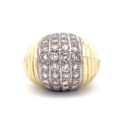 4.16 Mid-Century Pave Diamond Cocktail Ring in 18k Yellow Gold
