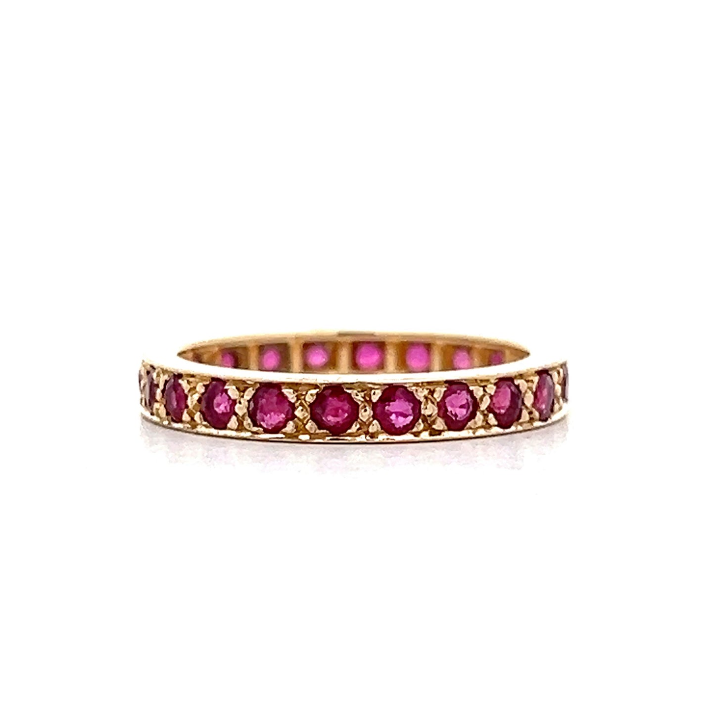 1.10 Round Ruby Eternity Band 14k Yellow Gold