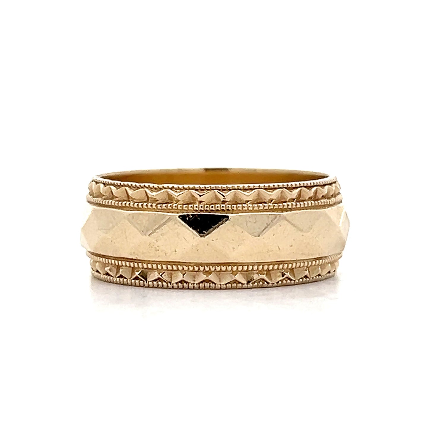 Men's Fancy Geometric Wedding Band in 14k Yellow Gold