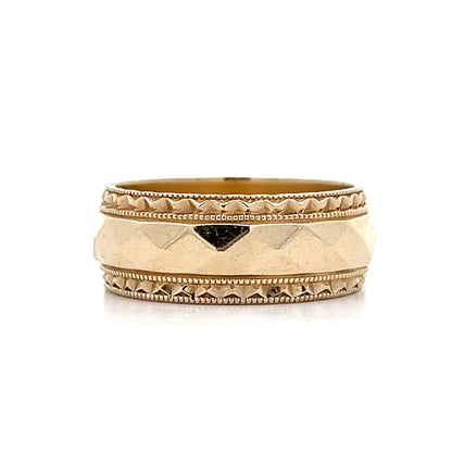 Men's Fancy Geometric Wedding Band in 14k Yellow Gold