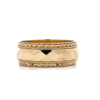 Men's Fancy Geometric Wedding Band in 14k Yellow Gold