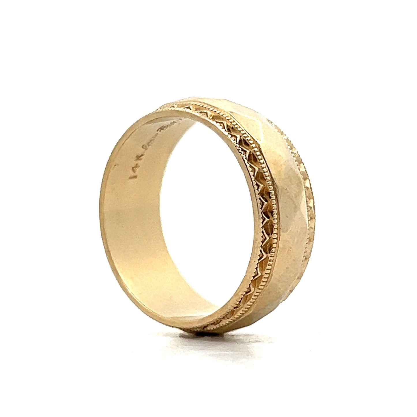 Men's Fancy Geometric Wedding Band in 14k Yellow Gold