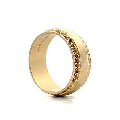 Men's Fancy Geometric Wedding Band in 14k Yellow Gold