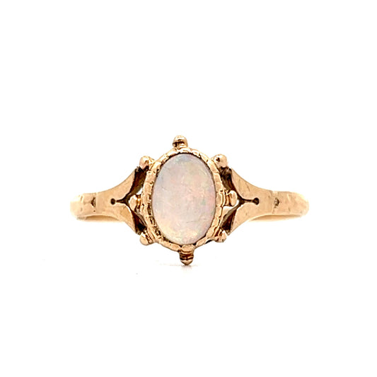 Antique Victorian .27 Opal Cabochon Ring in Yellow Gold