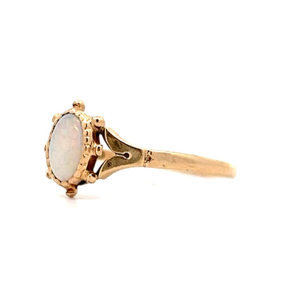 Antique Victorian .27 Opal Cabochon Ring in Yellow Gold